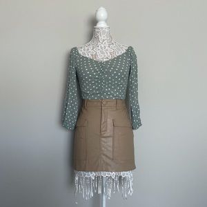 Mint Green Polka Dot Long Sleeve Crop Top | Small | Mahina